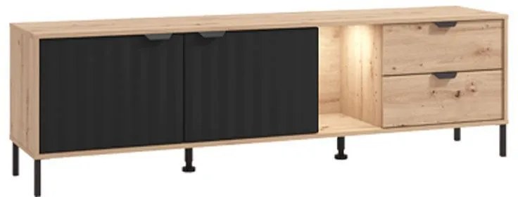 Έπιπλο Τηλεόρασης Vandea 4K2F2V Artisan Oak - Μαύρο Μάτ 183x40x54 εκ. 183x40x54 εκ.