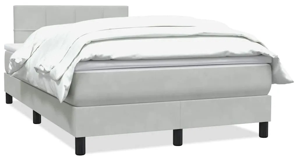 vidaXL Κρεβάτι Boxspring με Στρώμα Ανοιχτό Γκρι 120x210 εκ. Βελούδινο