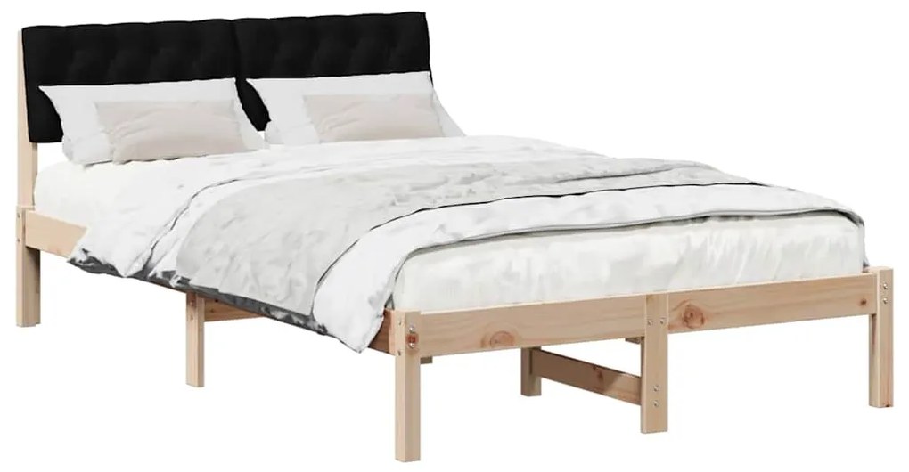 vidaXL Σκελετός Κρεβατιού με κεφαλάρι Καφέ και μαύρο 120 x 190 cm