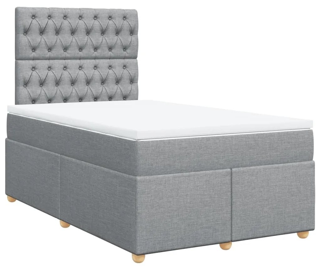 Κρεβάτι Boxspring με Στρώμα Ανοιχτό Γκρι 120x200 εκ. Υφασμάτινο - Γκρι