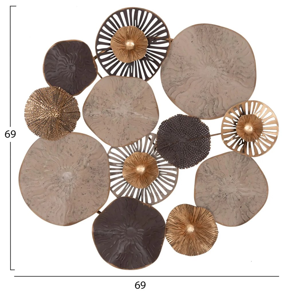 Διακοσμητικό Τοίχου C7163 Μεταλλικό Καφέ-Εκρού-Χρυσό 69x8x69Y εκ. 69x8x69 εκ.