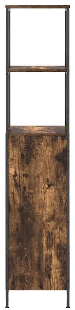 vidaXL Ντουλάπι μπάνιου με ράφια καπνιστή δρυς 36x35x165 εκ.