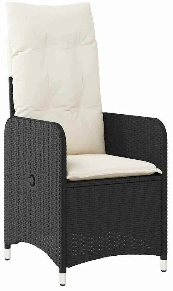 vidaXL Σέτ φαγητού για κήπο με μαξιλάρι 3 pcs Μαύρο Πολυ ράταν