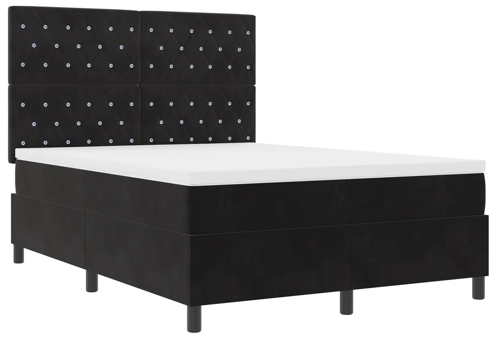 vidaXL Κρεβάτι Box Spring με Στρώμα Μαύρο 160x200 εκ Βελούδο