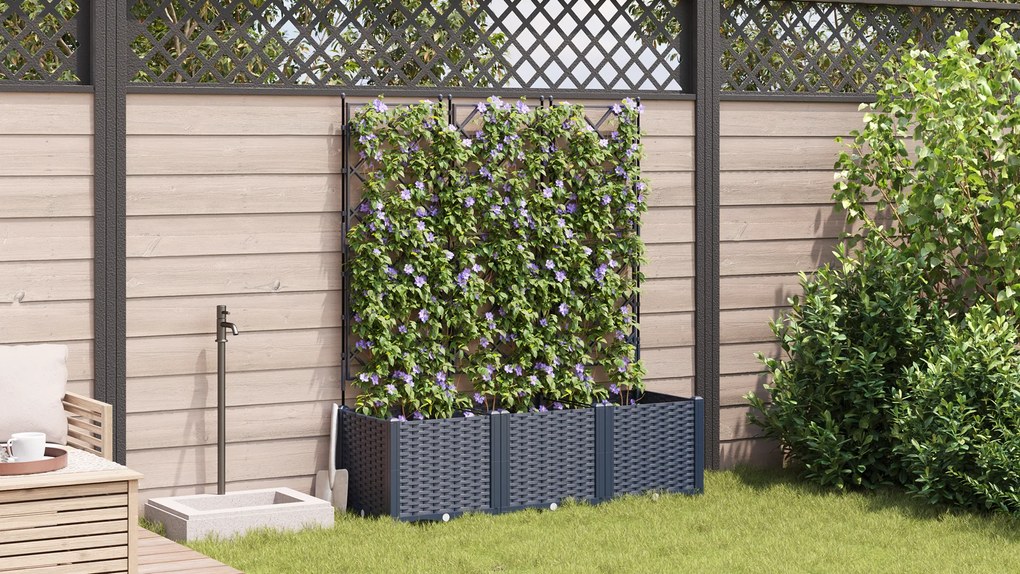 vidaXL Γλάστρα Κήπου με Πλέγμα 3 τμχ Γκρι 120x40x143 εκ