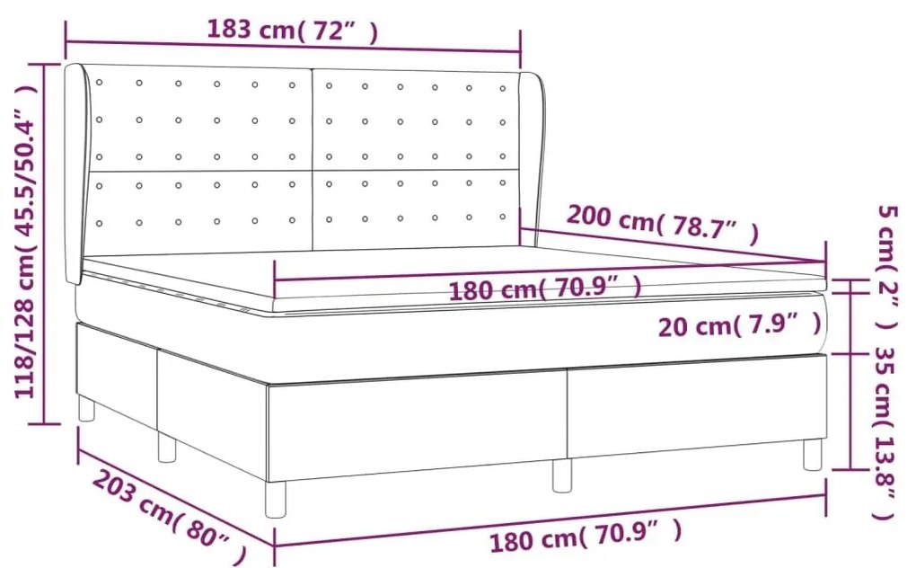 Κρεβάτι Boxspring με Στρώμα Ροζ 180x200 εκ. Βελούδινο - Ροζ