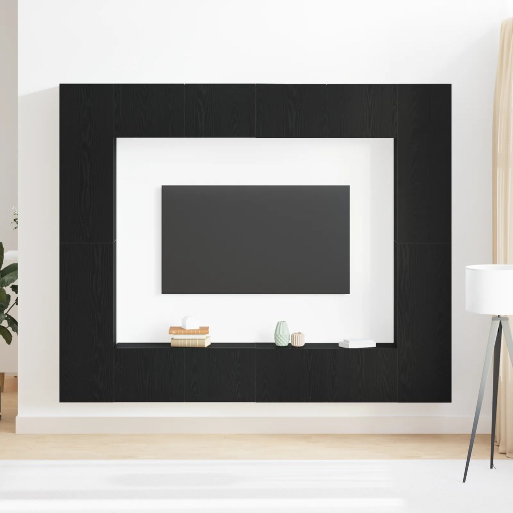 vidaXL Σετ TV 8 Τεμαχίων Μαύρη Δρυς