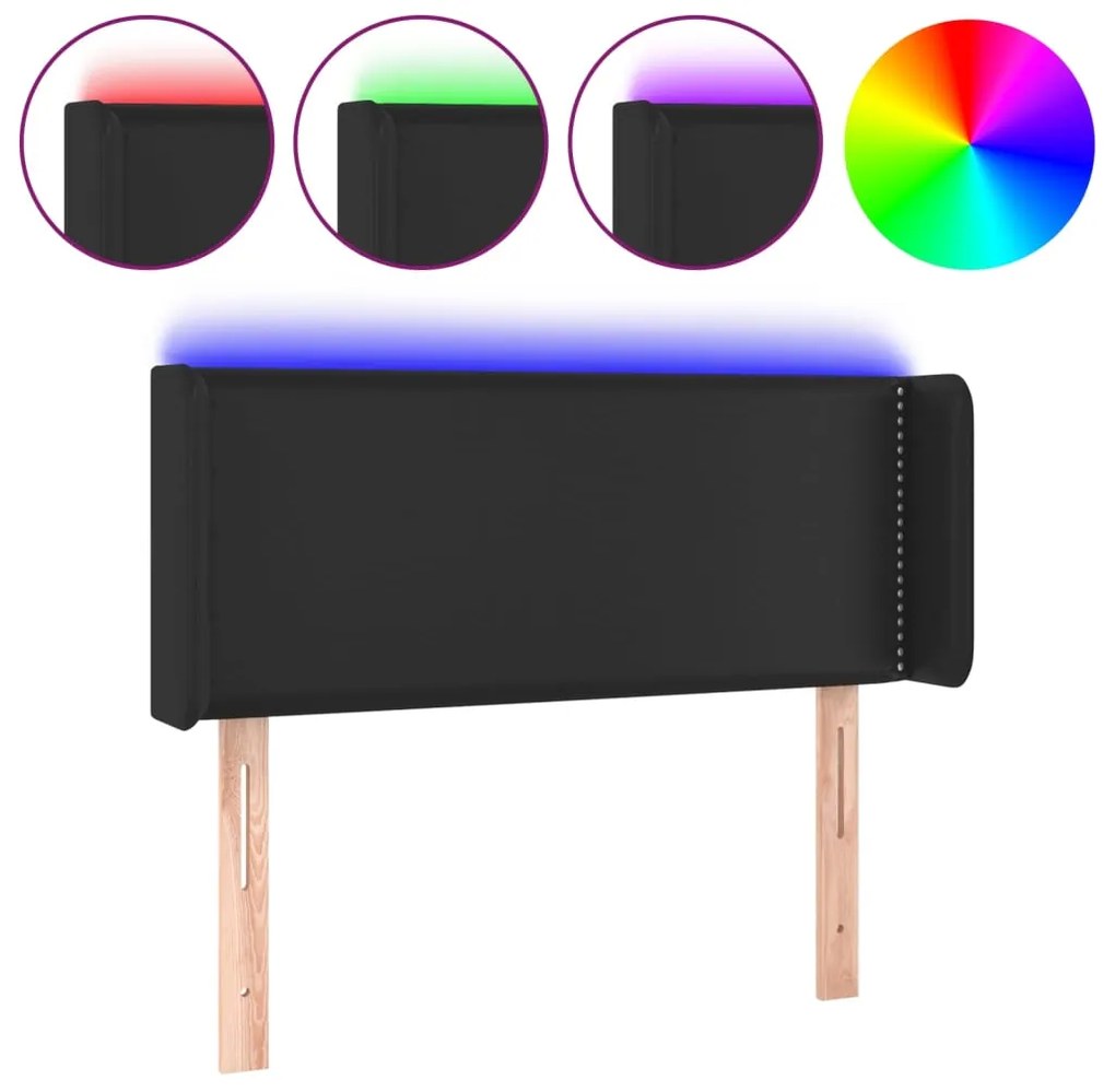 Κεφαλάρι Κρεβατιού LED Μαύρο 103x16x78/88 εκ. Συνθετ. Δέρμα 3123180