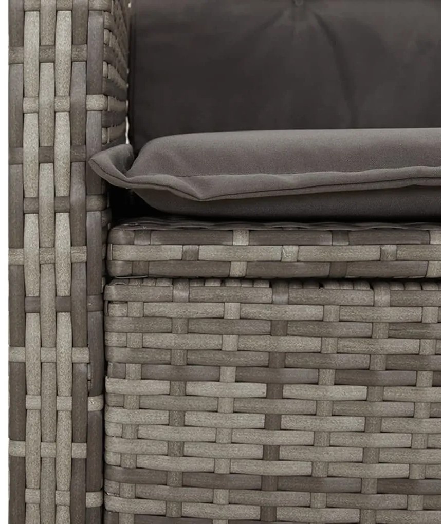 vidaXL Σετ Τραπεζαρίας Κήπου 2 τεμ. Γκρι Συνθ. Ρατάν με Μαξιλάρια