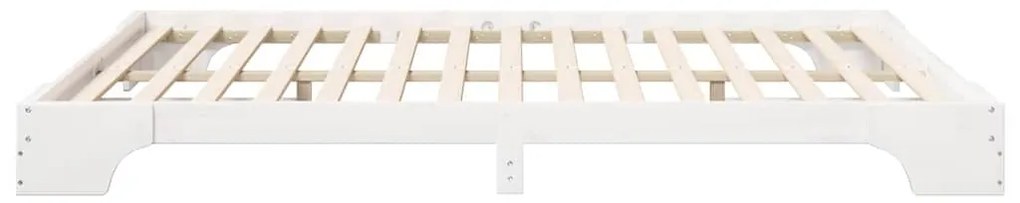vidaXL Κρεβάτι δαπέδου με αποθήκευση Λευκό 160 x 210 cm ξύλο