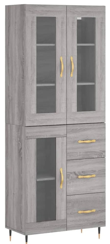 vidaXL Ντουλάπι Γκρι Sonoma 69,5 x 34 x 180 εκ. Επεξεργασμένο Ξύλο