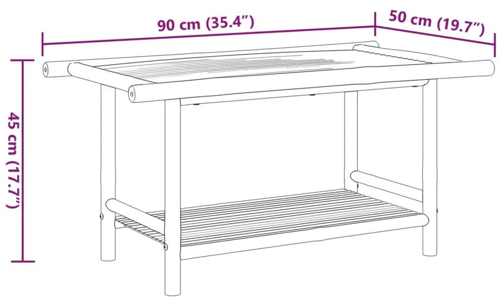 Τραπεζάκι Σαλονιού 90x50x45 εκ. από Μπαμπού - Καφέ