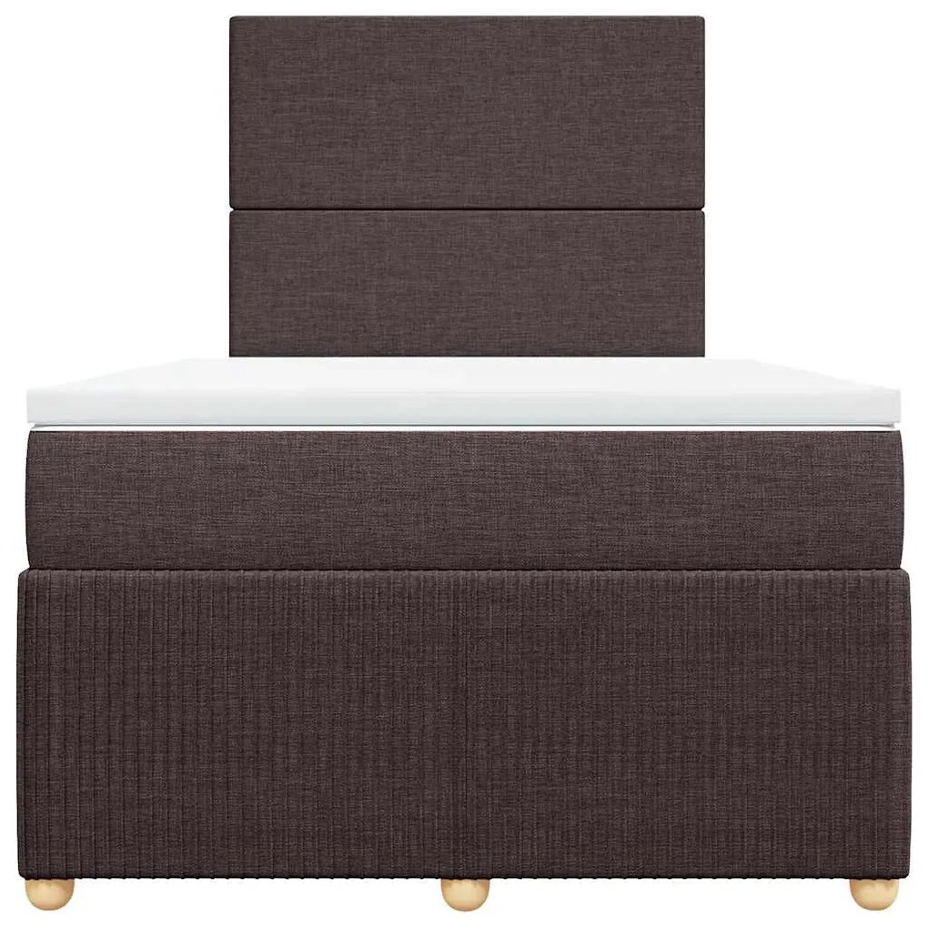 vidaXL Κρεβάτι Boxspring με Στρώμα Σκούρο Καφέ 120x200 εκ. Υφασμάτινο