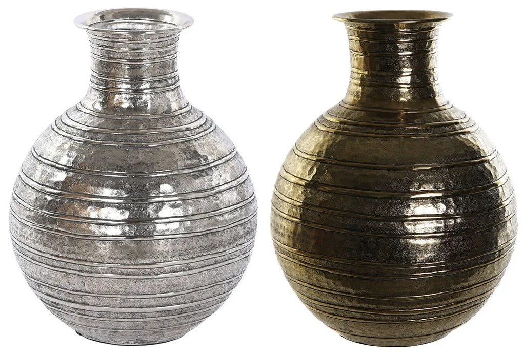 Βάζο DKD Home Decor Χρυσό Ασημί Αλουμίνιο Σύγχρονη Παλαιωμένο φινίρισμα 38 x 38 x 50 cm (x2)