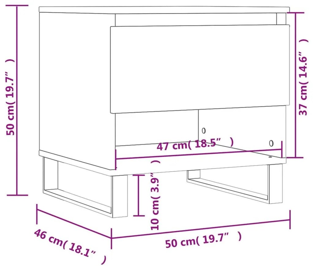 Τραπεζάκι Σαλονιού Γκρι Sonoma 50x46x50 εκ. Επεξεργασμένο Ξύλο - Γκρι