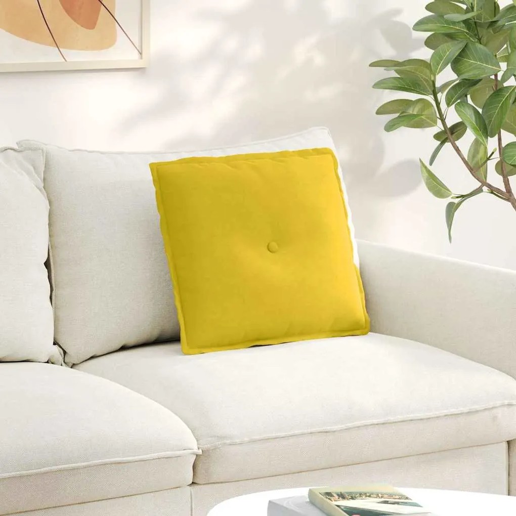 vidaXL Μαξιλάρι Πλάτης Κίτρινο 50 x 45 εκ. Υφασμάτινο Κορντουρά