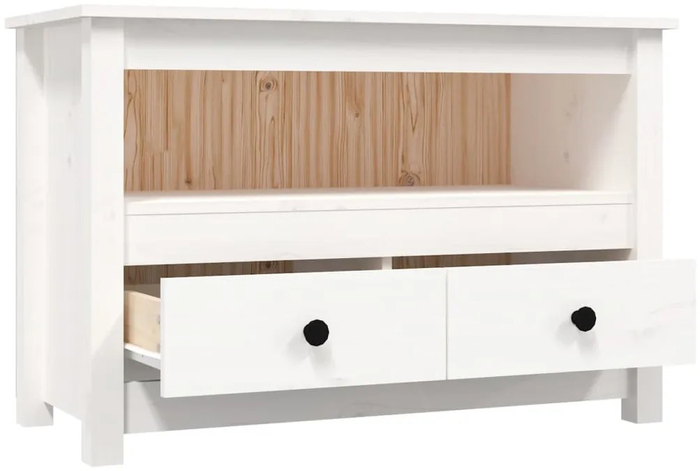 vidaXL Έπιπλο Τηλεόρασης Λευκό 79 x 35 x 52 εκ. από Μασίφ Ξύλο Πεύκου