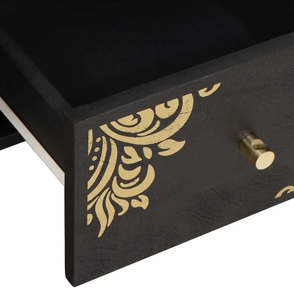 vidaXL Ντουλάπι TV με ράφι Μαύρο 100 x 33 x 46 εκ Στερεό ξύλο μάνγκο