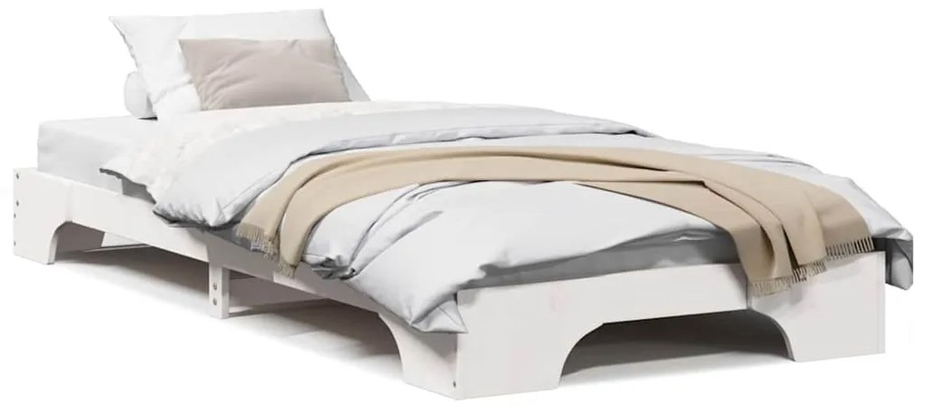 vidaXL Σκελετός Κρεβατιού Λευκό 80 x 200 cm Μασίφ ξύλο πεύκου