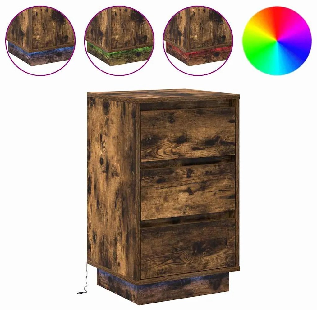 vidaXL Κομοδίνο με Καπνιστή δρυς 39 x 34.5 x 65 εκ. Επεξεργασμένο ξύλο
