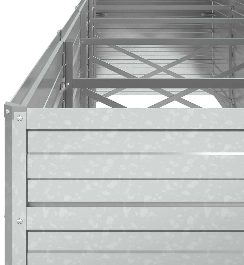 vidaXL Ζαρντινιέρα Υπερυψωμένη Ασημί 400x80x77 εκ. Γαλβανισμ. Χάλυβας
