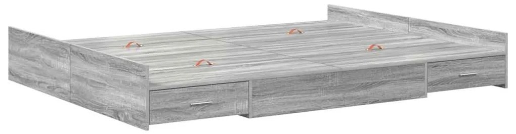 vidaXL Κρεβάτι με αποθηκευτικό χώρο Γκρι sonoma 135 x 190 cm