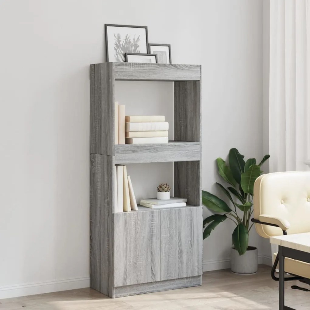 Ντουλάπι Γκρι Sonoma 63x33x140 εκ. από Επεξεργασμένο Ξύλο - Γκρι