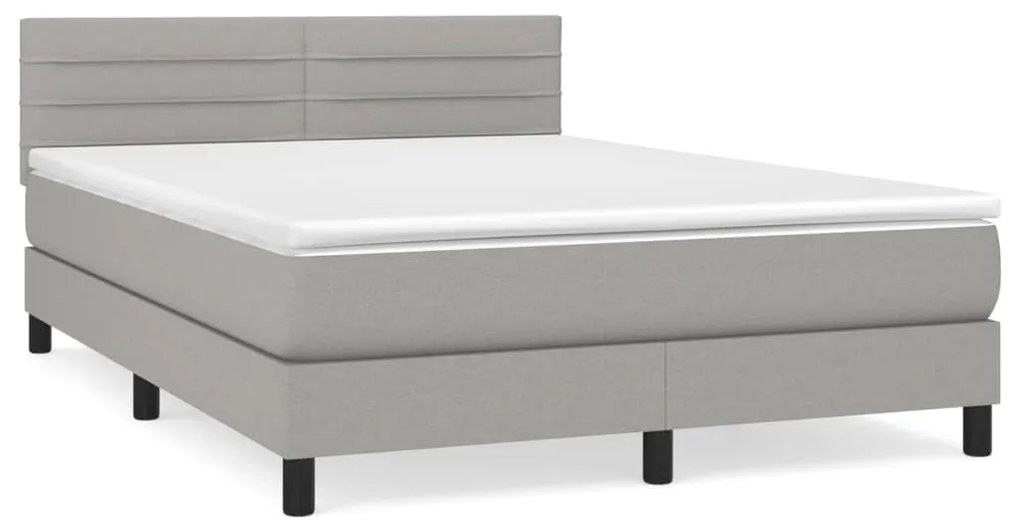 Κρεβάτι Boxspring με Στρώμα Ανοιχτό Γκρι 140x200 εκ. Υφασμάτινο - Γκρι