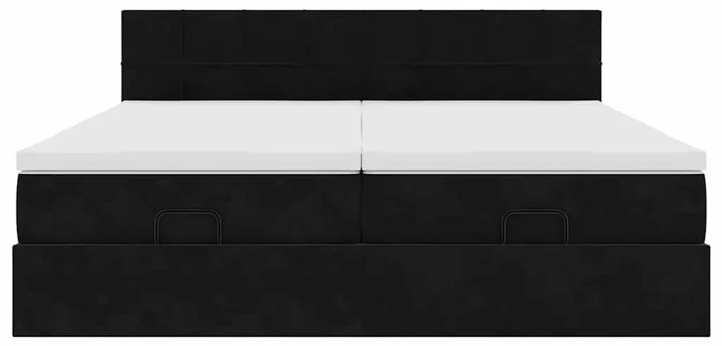 vidaXL Οθωμανικό κρεβάτι με στρώματα Μαύρο 180x200cm Velvet