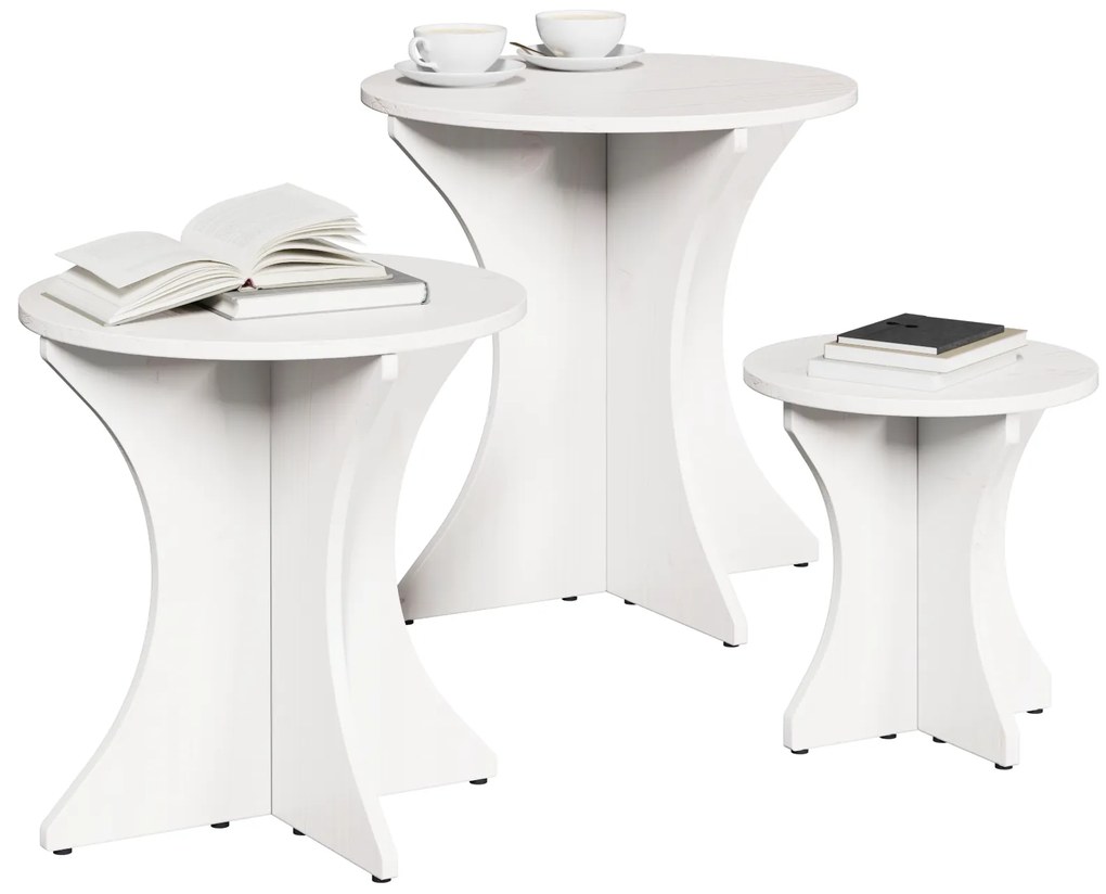 vidaXL Τραπεζάκι σαλονιού 3 pcs Λευκό 46 x 46 x 47 εκ.