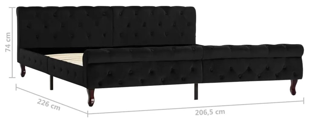 vidaXL Πλαίσιο Κρεβατιού Μαύρο 200 x 200 εκ. Βελούδινο