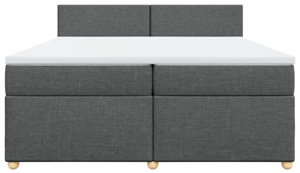 Κρεβάτι Boxspring με Στρώμα Σκούρο Γκρι 200x200 εκ. Υφασμάτινο - Γκρι