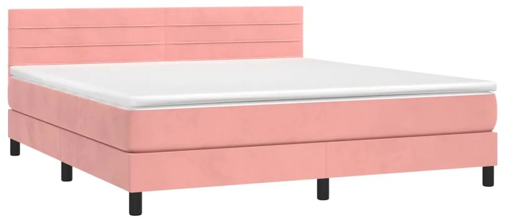 vidaXL Κρεβάτι Boxspring με Στρώμα Ροζ 180x200 εκ. Βελούδινο