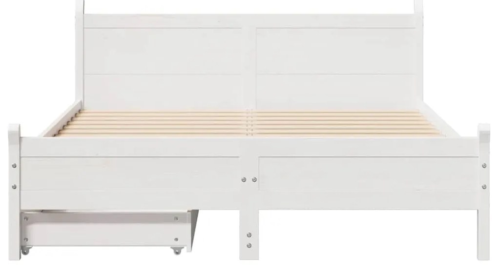 vidaXL Σκελετός Κρεβ. Χωρίς Στρώμα Λευκό 140x200 εκ Μασίφ Πεύκο