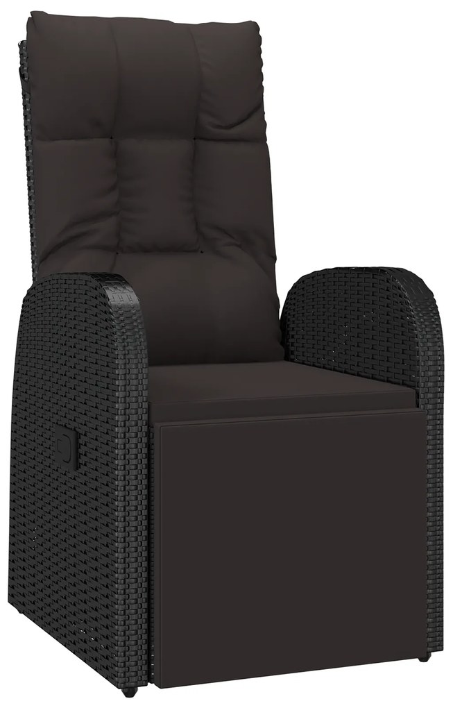 vidaXL Σέτ φαγητού για κήπο με μαξιλάρι 7 pcs Μαύρο Πολυ ράταν