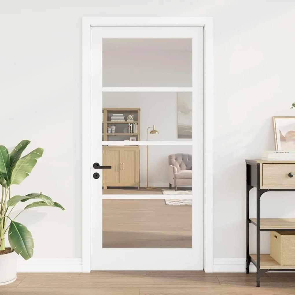 vidaXL Εσωτερική Πόρτα με Γυαλί Λευκό 93 x 202 cm