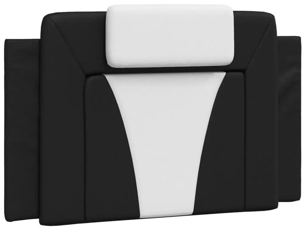 Πλαίσιο Κρεβατιού με Κεφαλάρι Μαύρο/Λευκό 90x190εκ. Συνθ. Δέρμα - Μαύρο