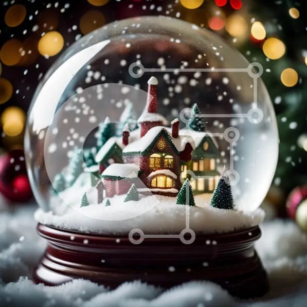 Intra Συλλεκτικό Ξύλινο Παζλ Plywood  4mm - Snow Globe με μινιατούρα χωριό και χριστουγεννιάτικο δέντρο Σε Ξύλινο Κουτί - Διαστάσεις: 10x10 cm – 25 κομμάτια
