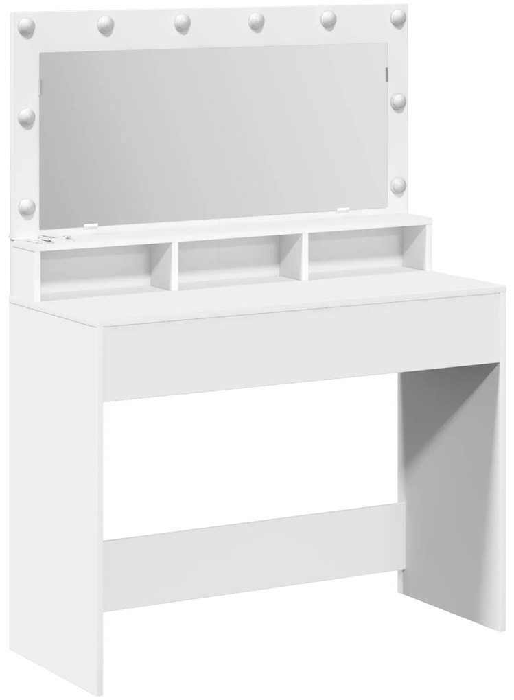 vidaXL Λευκό Μακιγιατοτραπέζι με LED Φώτα - 100x41x135 εκ