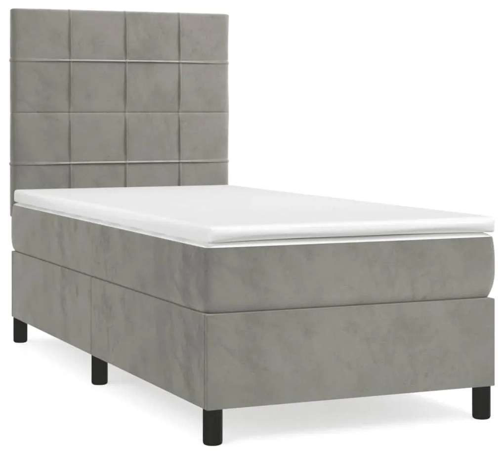 ΚΡΕΒΑΤΙ BOXSPRING ΜΕ ΣΤΡΩΜΑ ΑΝΟΙΧΤΟ ΓΚΡΙ 90X200 ΕΚ. ΒΕΛΟΥΔΙΝΟ 3143001