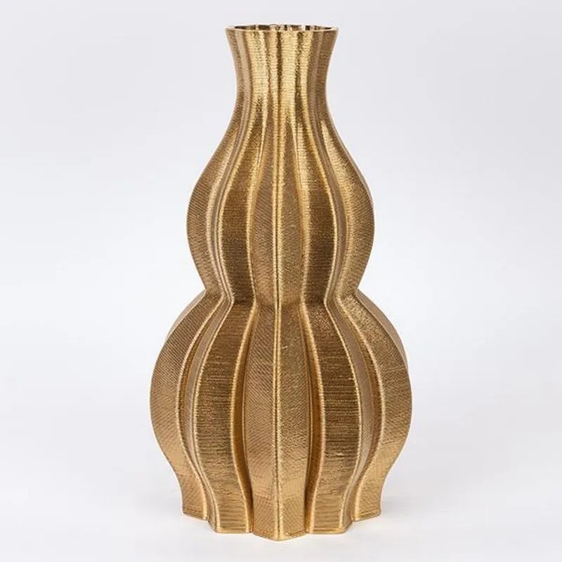 Βάζο Πορσελάνινο 3D 752-21098 19x19x35cm Gold Estheti Home Πορσελάνη