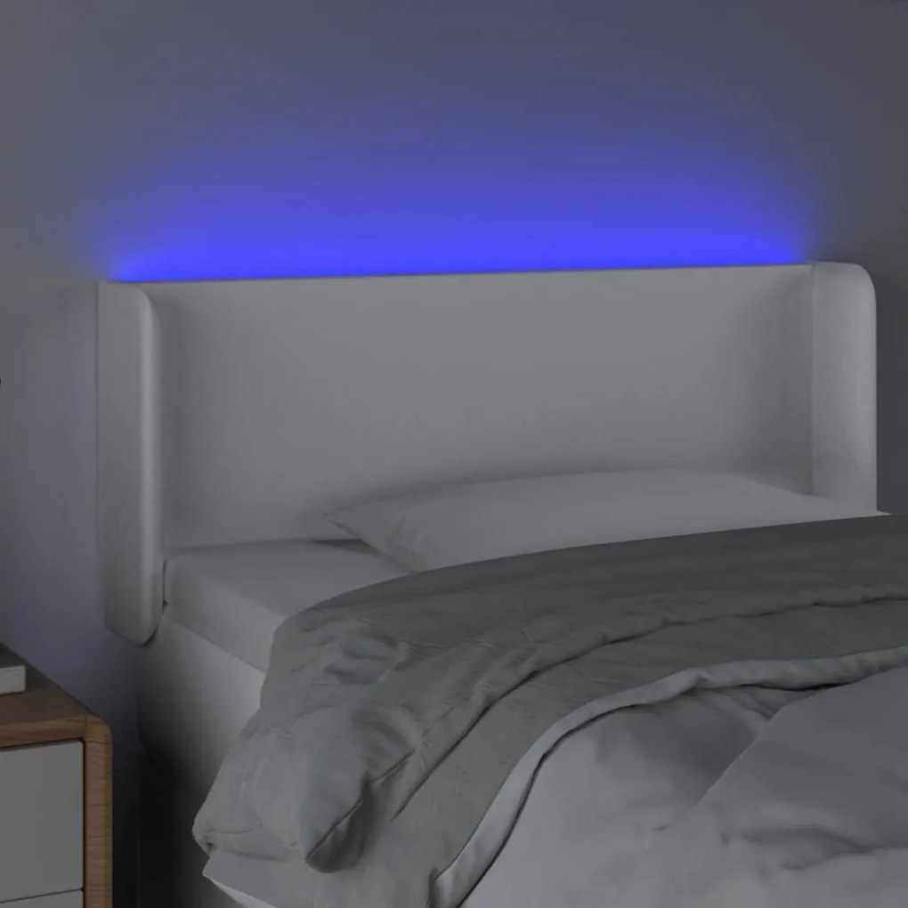 Κεφαλάρι Κρεβατιού LED Λευκό 103x16x78/88 εκ. Συνθετ. Δέρμα 3123041