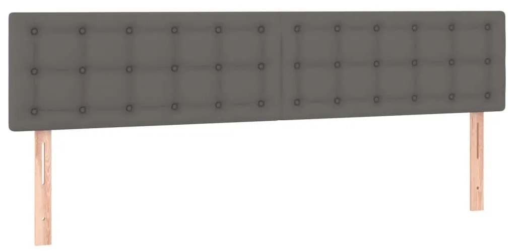Κεφαλάρι Κρεβατιού LED Γκρι 180x5x78/88 εκ. από Συνθετικό Δέρμα 3121718