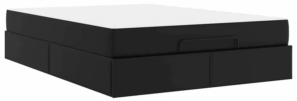 vidaXL Σκελετός κρεβατιού με στρώμα Μαύρο 140 x 190 cm Τεχνητό δέρμα