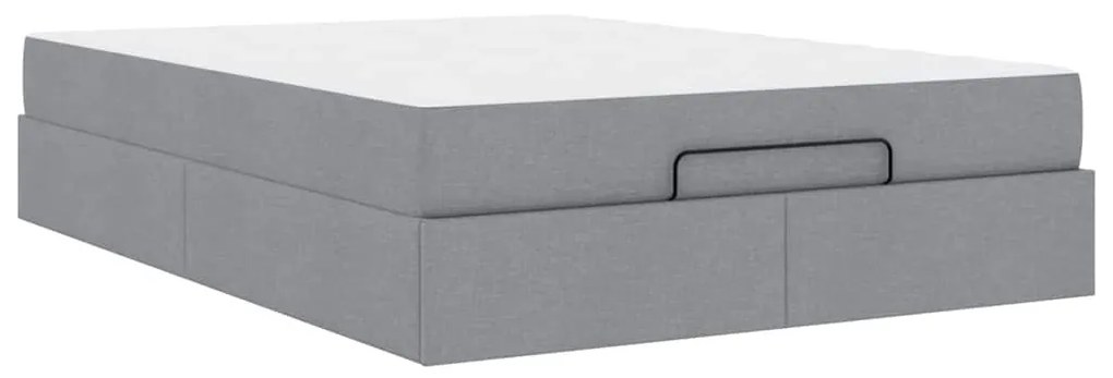 vidaXL Σκελετός κρεβατιού με στρώμα 2 pcs Ανοιχτό γκρι ύφασμα