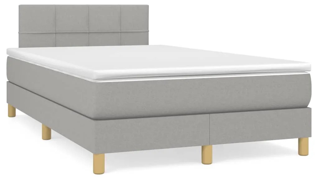 vidaXL Κρεβάτι Boxspring με Στρώμα & LED Αν.Γκρι 120x190εκ. Υφασμάτινο