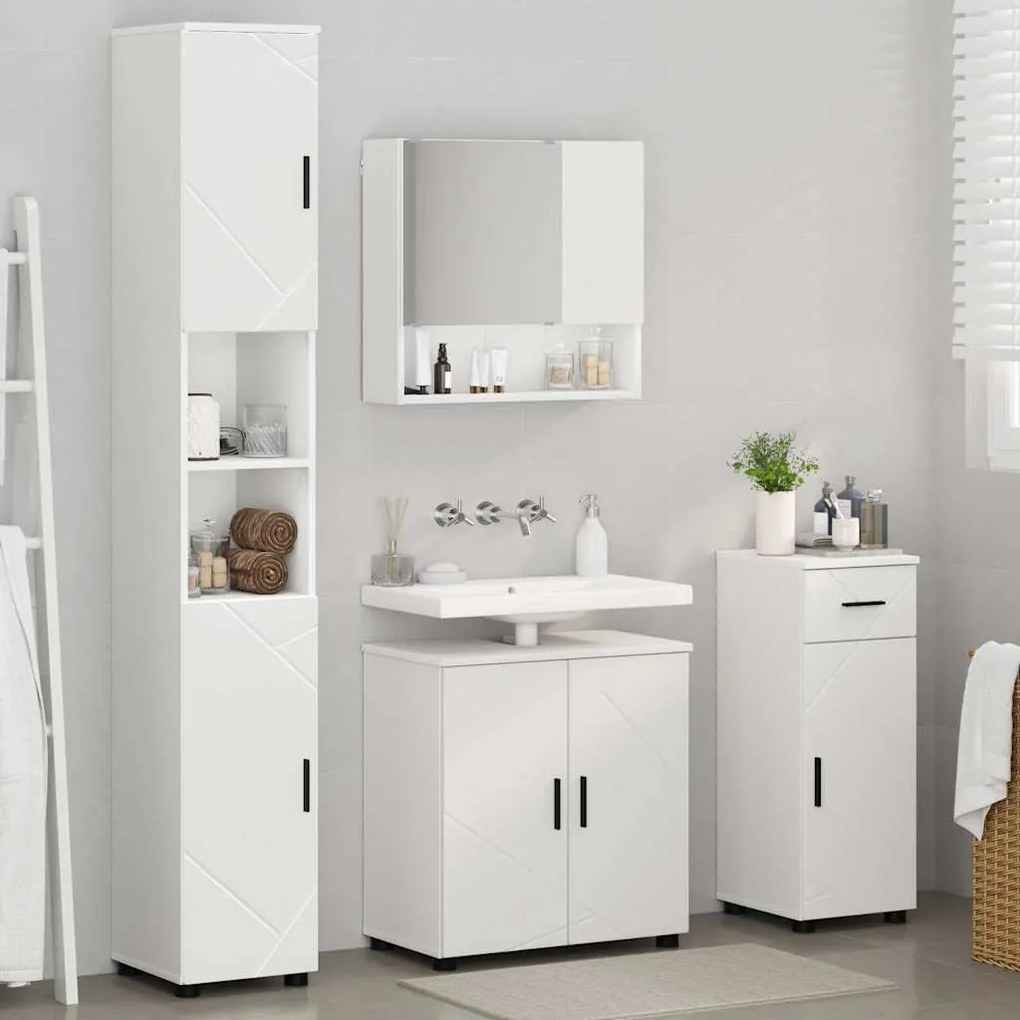 vidaXL Σετ Επίπλων Μπάνιου με συρτάρι 4 pcs Λευκό 61 x 35 x 64 εκ.