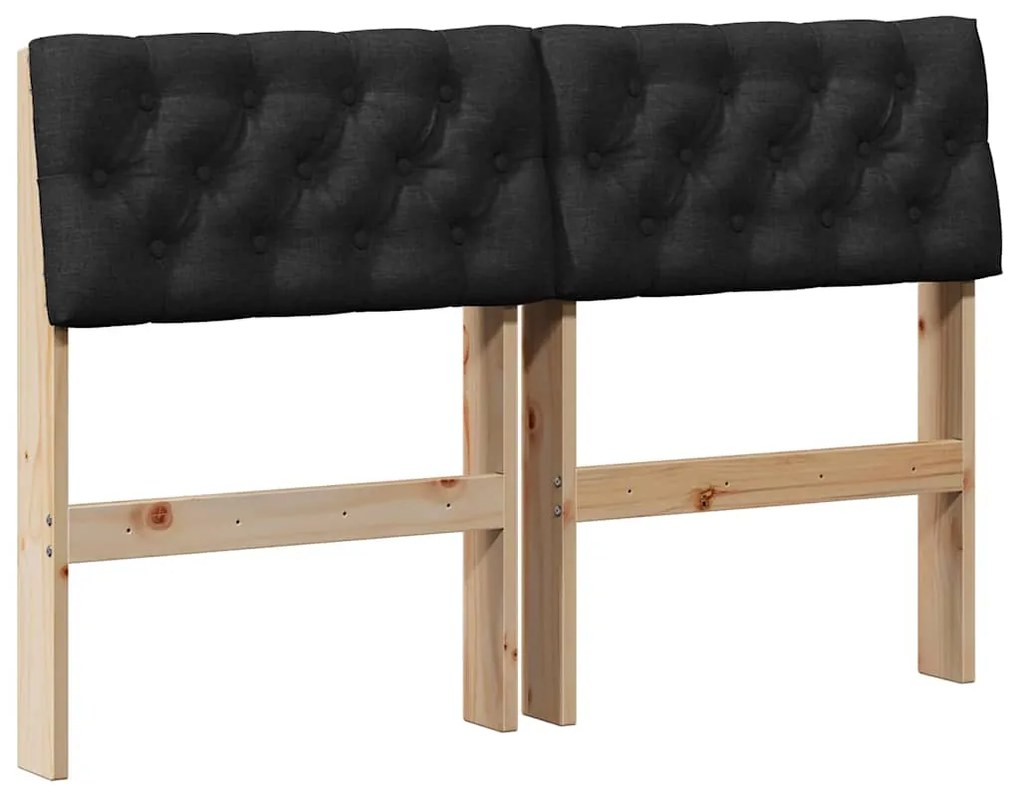 vidaXL Ταπετσαρισμένο κεφαλάρι Μαύρο 120 cm Στερεά ξυλεία πεύκου