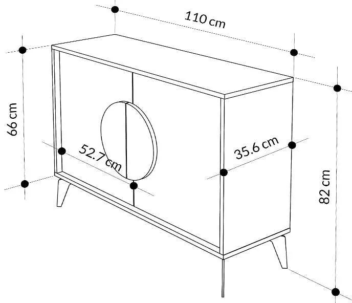 Μπουφές μελαμίνης Gora Megapap χρώμα ανοιχτό καφέ 110x35,6x82εκ.