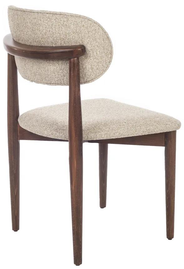 Artekko Bomonti Καρέκλα με Ξύλινο Καφέ Σκελετό και Μπεζ Μπουκλέ Ύφασμα (50x50x85)cm